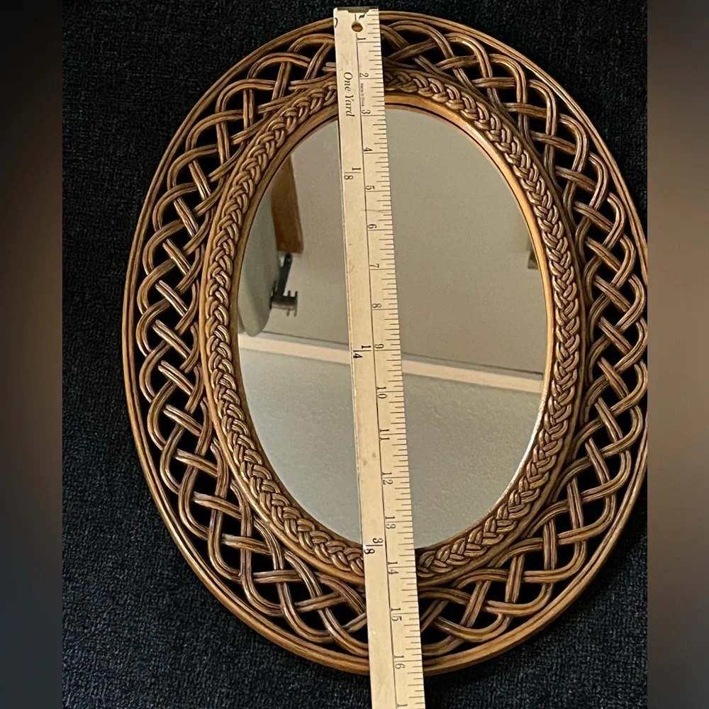 Vintage Homco Dart 1978 Faux Rattan MCM Mirror